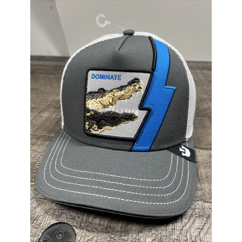 Authentic Goorin Bros Swamp Slayer Alligator Gray "Dominate" Blue Bolt Hat (NWT)